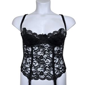 Victoria's Secret Womens Vintage Gold Label Black Lace Sheer Corset Size 34B